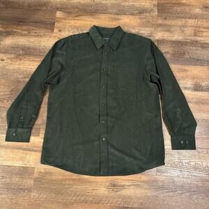 Covington Forest Green Faux Suede Long Sleeve Button-Up Shirt Green L Christmas